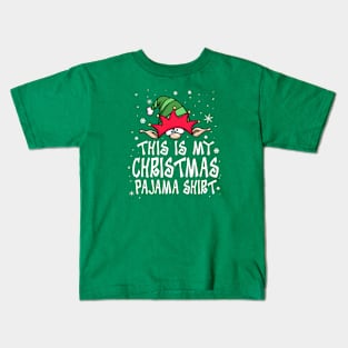 This Is My Christmas Pajama Shirt Funny Christmas Elf Kids T-Shirt